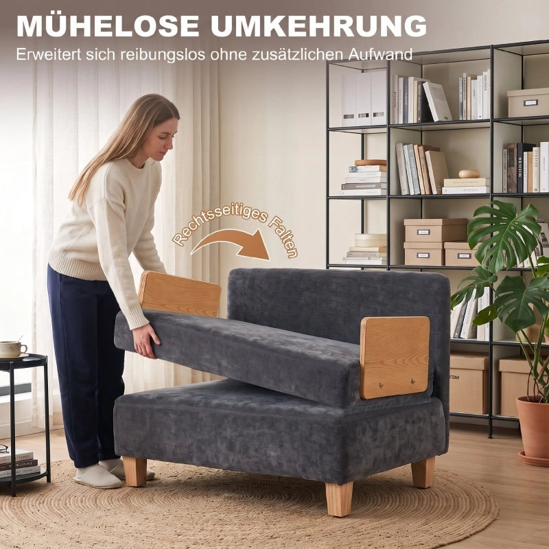POLTRONA Letto 2-in-1 183 cm Grigio Scuro in Poliestere con 2 Cuscini