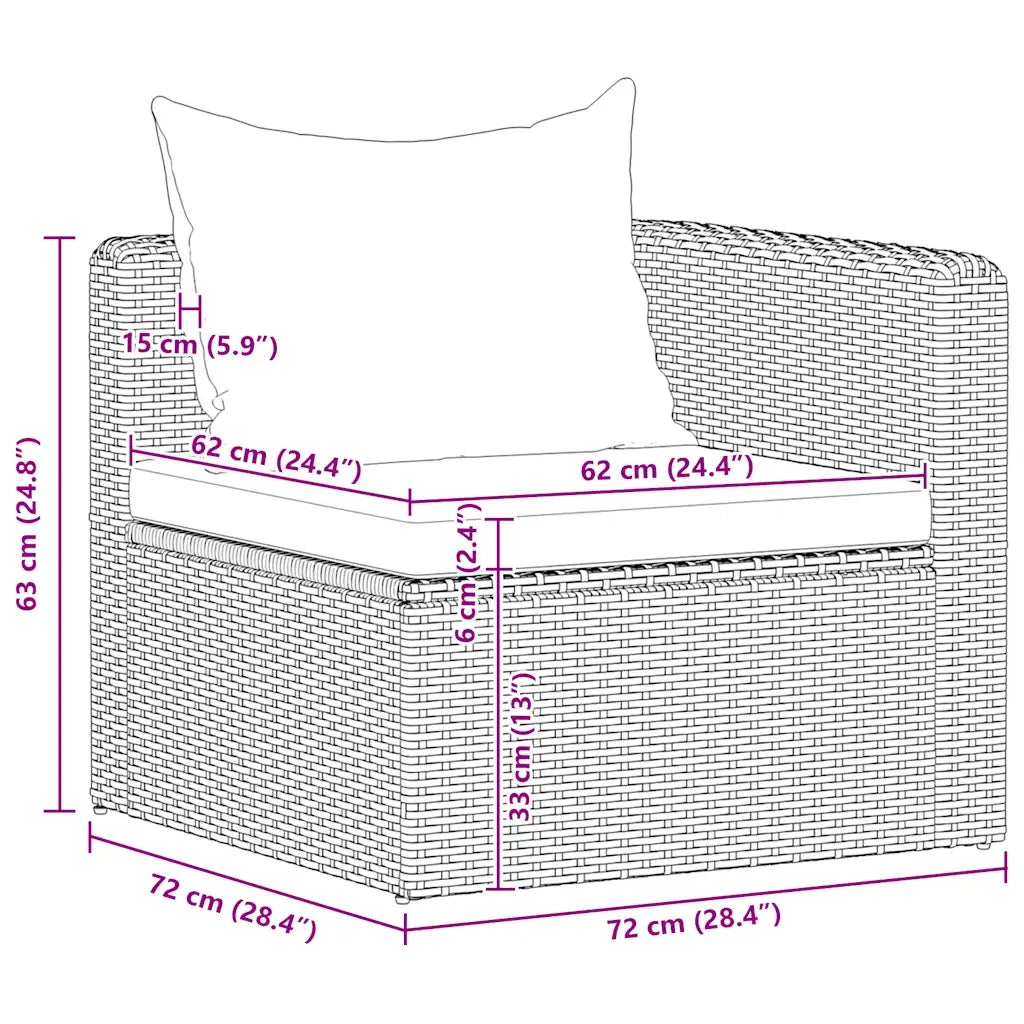 Set Divani da Giardino 4 pz con Cuscini Grigio in Polyrattan 44164