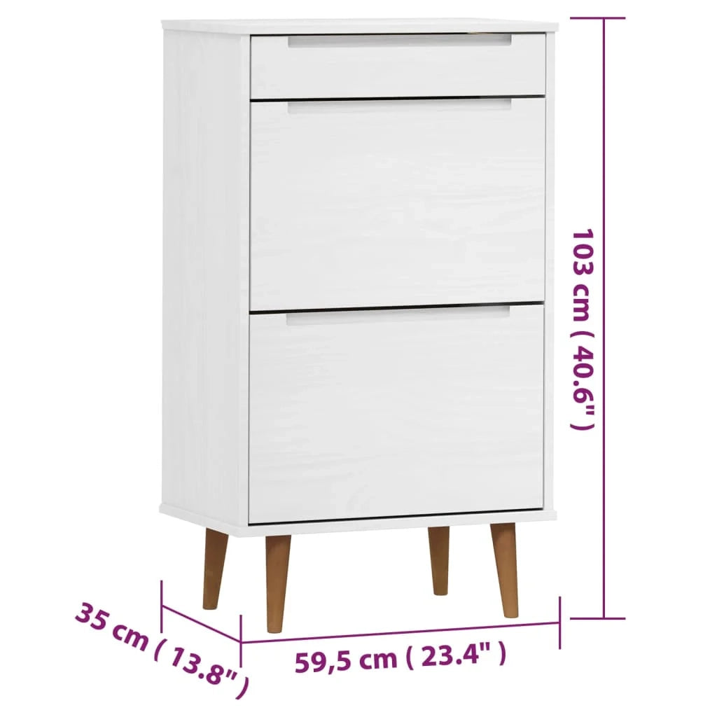 Scarpiera mobiletto portascarpe mobile per ingresso/corridoio/soggiorno 59,5 x 35 x 103 cm legno di pino bianco 02_0021896