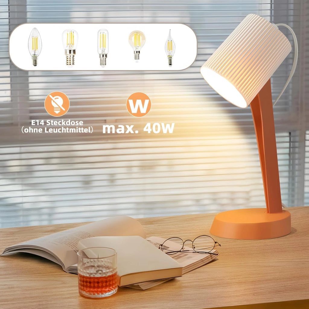 ZMH Lampada da Tavolo Arancione E14 Moderno Stile Country per Sala da Pranzo Senza Lampadine Set di 2 Pezzi