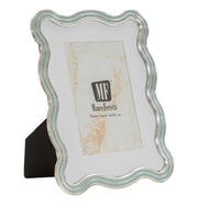Cornice Elizabeth Celeste 17,5x1,3x22,5 cm in Zinco e Vetro Azzurro e Argento