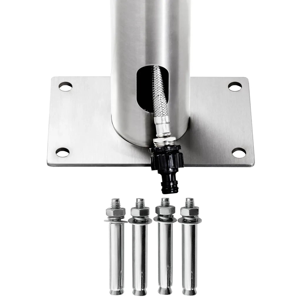 Doccia da Giardino con Base Grigia 230 cm in Acciaio Inox 3070794