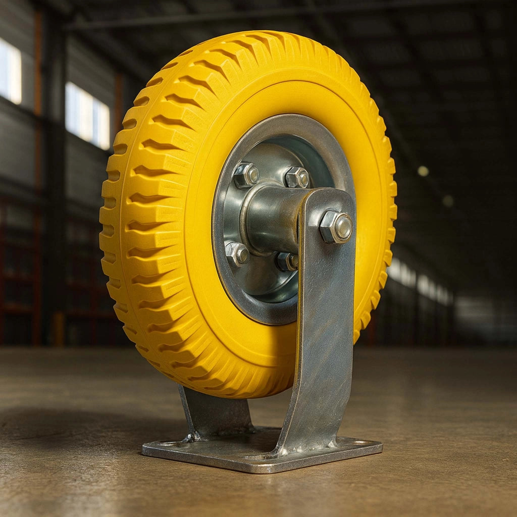Set 4 ruote fisse da trasporto, antiforatura, 225x58 mm, 100 kg/ruota, con piastra di montaggio