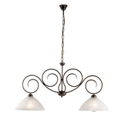 Lampadario Rustico Milly 2 Luci Marrone e Bianco LuceArt Classic