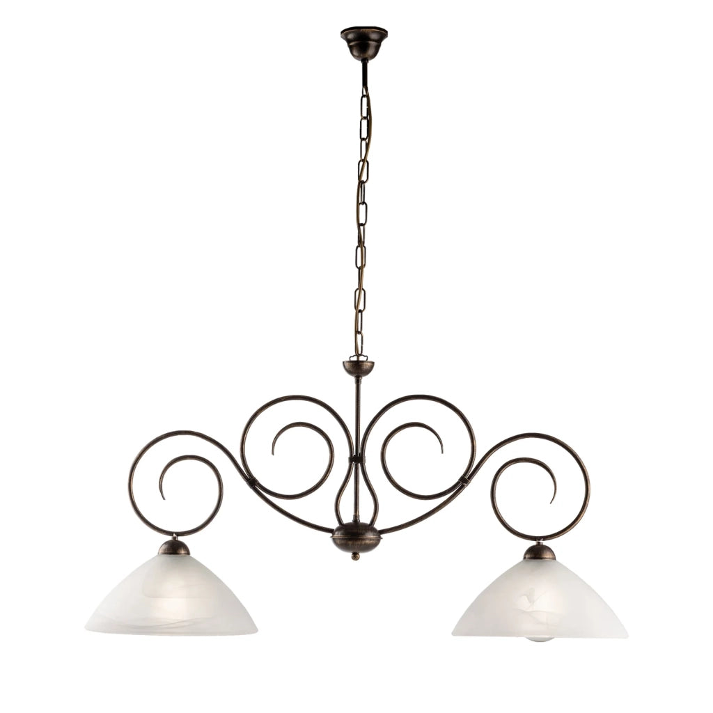 Lampadario Rustico Milly 2 Luci Marrone e Bianco LuceArt Classic