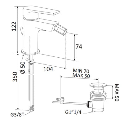 MONOCOMANDO BIDET LINEA ARTIC- Bianco Opaco- MARIA- pezzi 1
