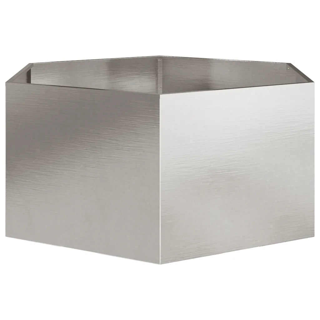 Fioriera da Giardino Esagono-Vaso da Esterno 104x90x45 cm in Acciaio Inox