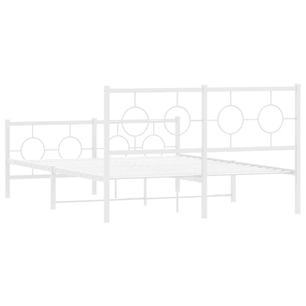 Giroletto con Testiera e Pediera-Struttura Letto Metallo Bianco 140x200 cm 427408