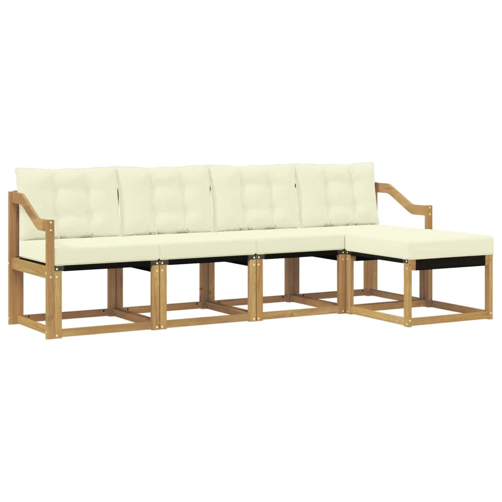 Set di divani da esterno con cuscino 5 pcs Bianco e Crema 3389388