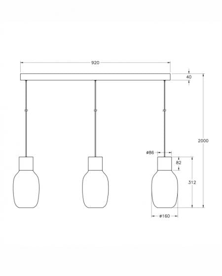 Lampada a Sospensione LED Lapo 36W 3900lm 3000K Warm White, Struttura in Metallo e Vetro Borosilicato Cognac, Dimmerabile a Step - Lapo