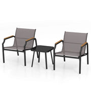 Set di 3 sedie e tavolino 70 x 61 x 76 cm comfort ergonomico moderno metallo grigio 20_0013431