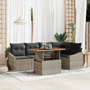Set da Pranzo per Giardino con cuscino 6 pcs Grigio e Marrone 3349838