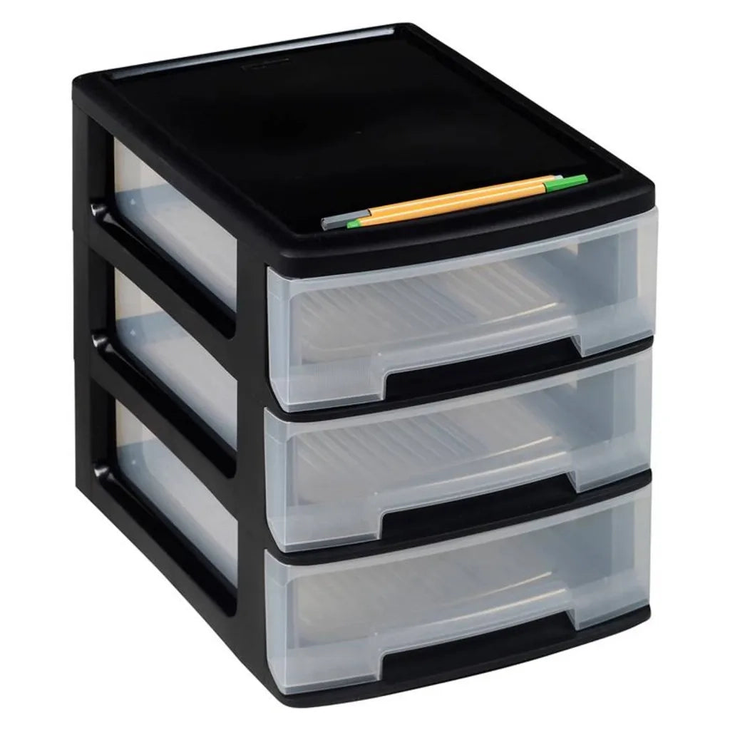 Curver Cassettiera Scrivania a Cubo Babel A4 3x5L Nera e Trasparente 443814