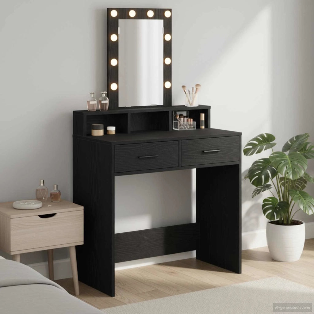Tavolo da Trucco Nero 79 x 41 x 140 cm Legno ingegnerizzato 865164