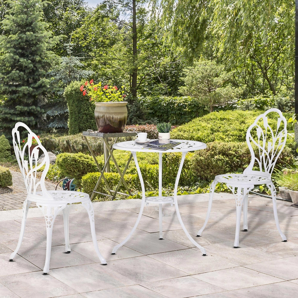 Set da Giardino 3 Pezzi in Alluminio con Sedie e Tavolino ¨C Zephmum ¨C Bianco