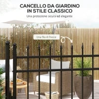 Cancelletto di Sicurezza con Serratura, 3 Chiavi e 2 Paletti, in Acciaio Zincato, 107x204 cm, Nero