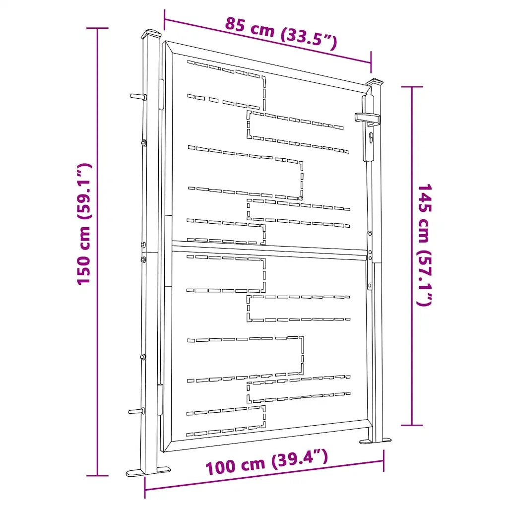 Cancello da giardino 100x145 cm in acciaio inox 316857