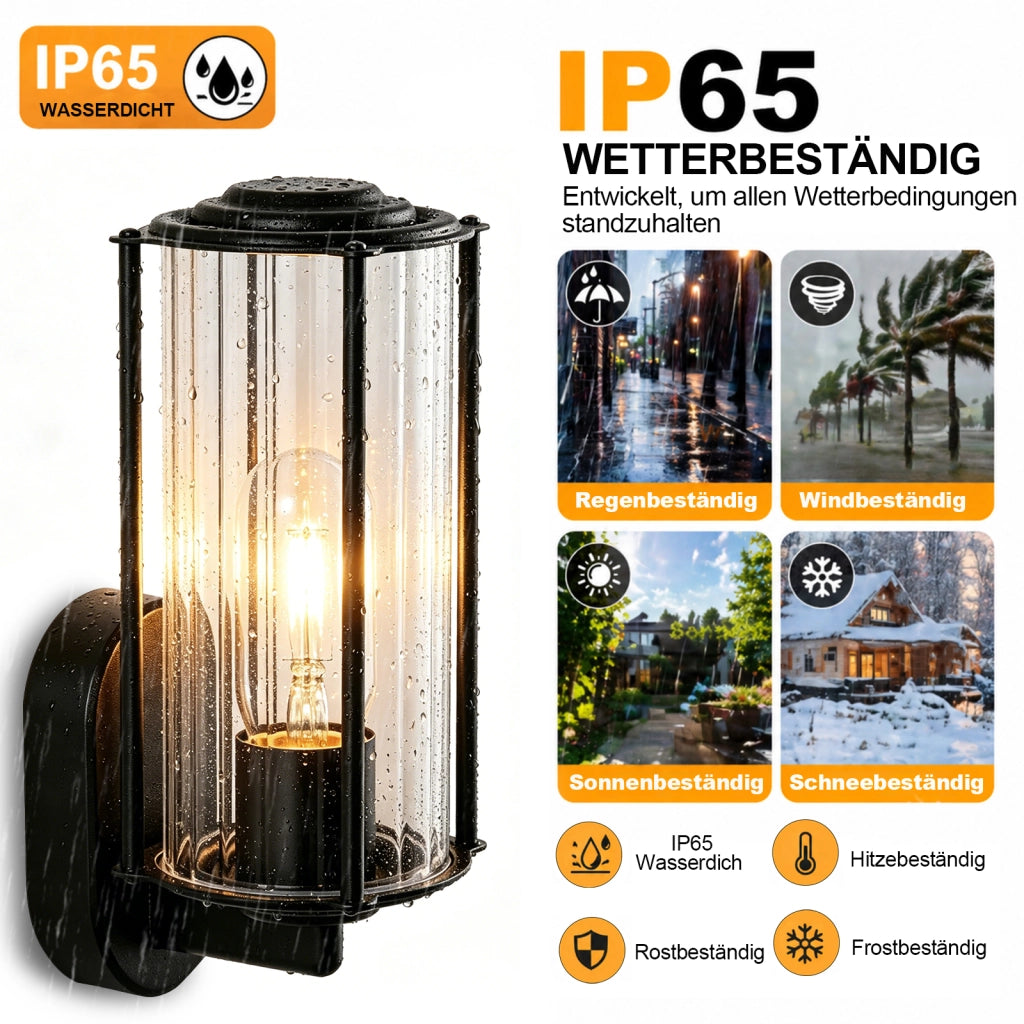 ZMH Lampada da Esterno Interno E27 Max 40W Nero per Terrazza Balcone/Parete Giardino Senza Lampadina