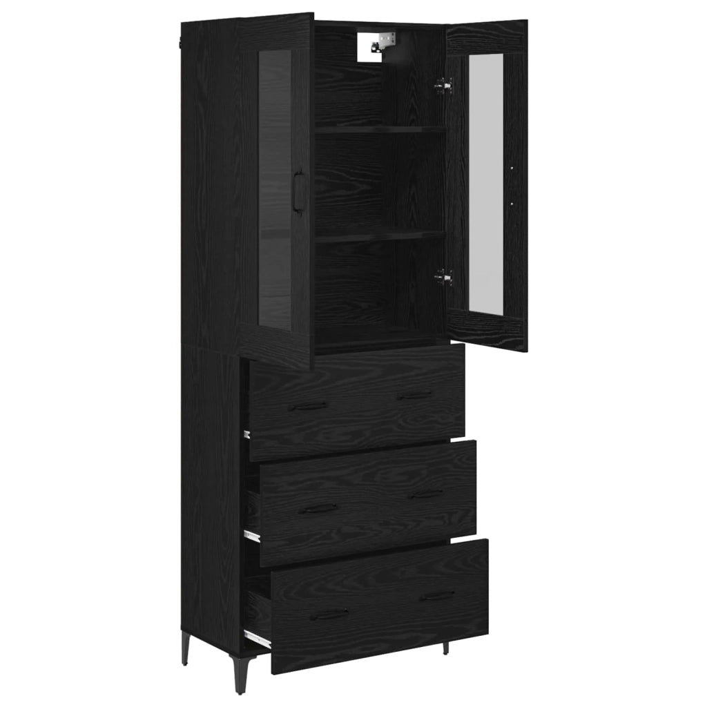 Credenza Rovere Nero 69,5 x 34 x 180 cm Legno multistrato