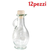 Trade Shop - Set 12 Pezzi Bottiglie Bottigline Vetro Trasparente Egizia Con Tappo 250cc -