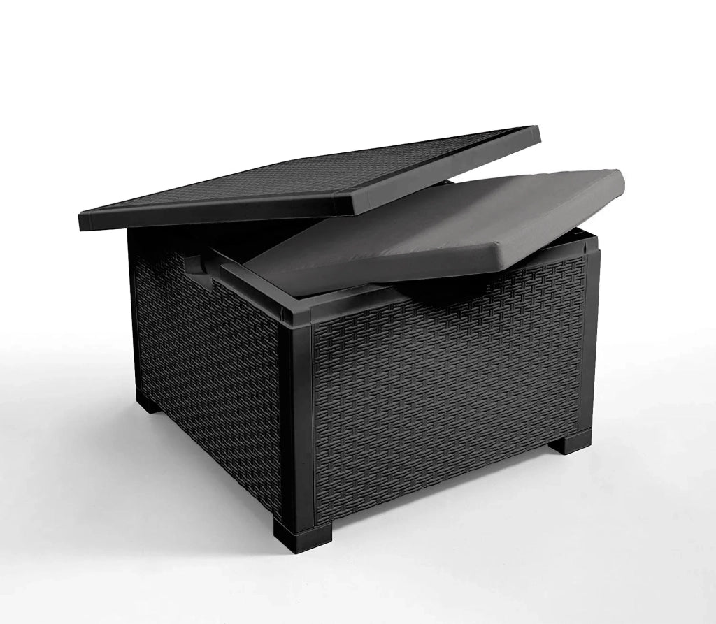 Salottino da esterno Apis, Set da giardino con cuscini, Salottino  effetto rattan, 100% Made in Italy, Antracite