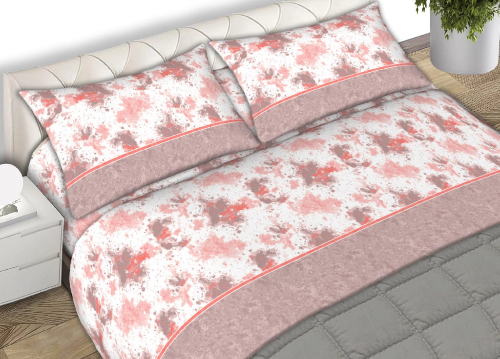 Completo Lenzuola 100% Cotone Made Italy Disegno Stain C.N - Matrimoniale - Rosa