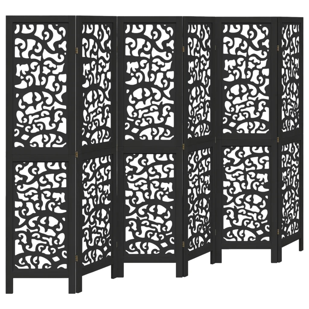 Divisorio Ambienti | Divider per stanze | Paravento 6 Pannelli Nero Legno Massello di Paulownia