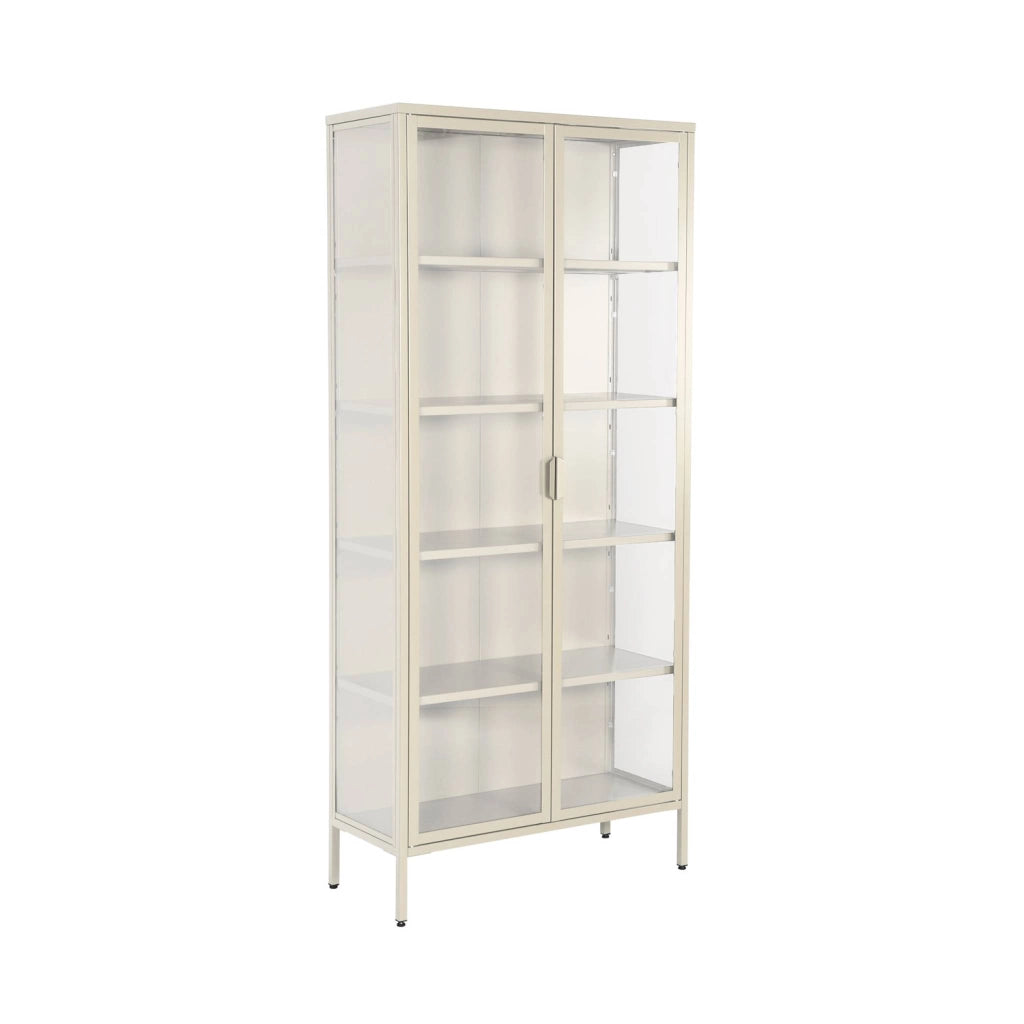 Credenza in acciaio e vetro temperato 2 porte, 180cm, beige