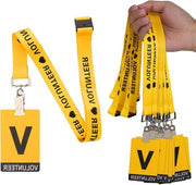 Set di cordoni e badge per volontari 25 pezzi - Cordone giallo per esposizione aziendale, universitaria e scolastica