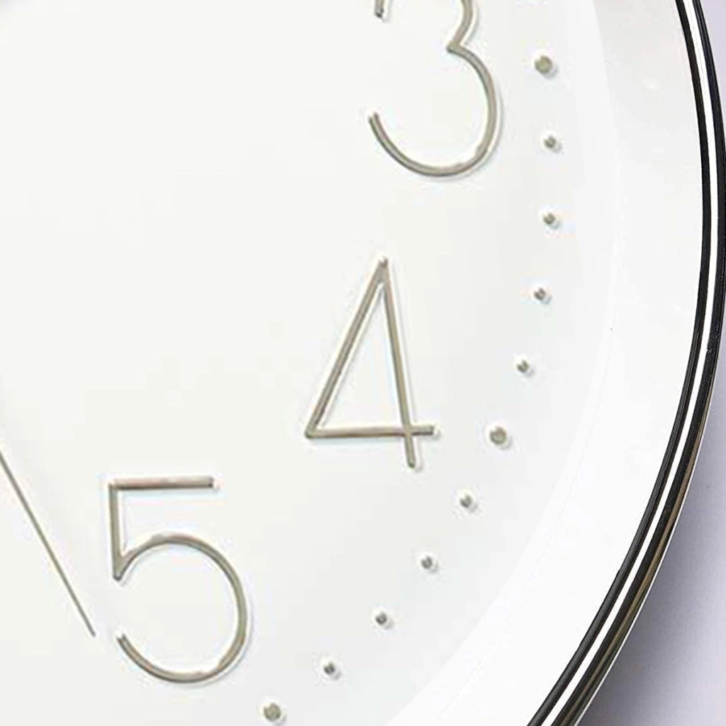 Orologio da Parete Rotondo 30cm con Grandi Numeri e Movimento al Quarzo Preciso Bianco / Argento Nedis