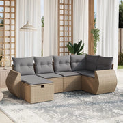 Set Divano da Giardino 6 pz con Cuscini Beige Misto Polyrattancod mxl 92457