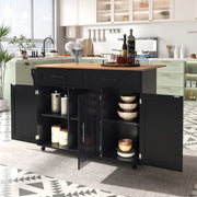OKWISH Carrello da Cucina con 3 Vani, 2 Cassetti, Piano Ribaltabile e Portasciugamani, per Cucina, 129×46×91.5 cm