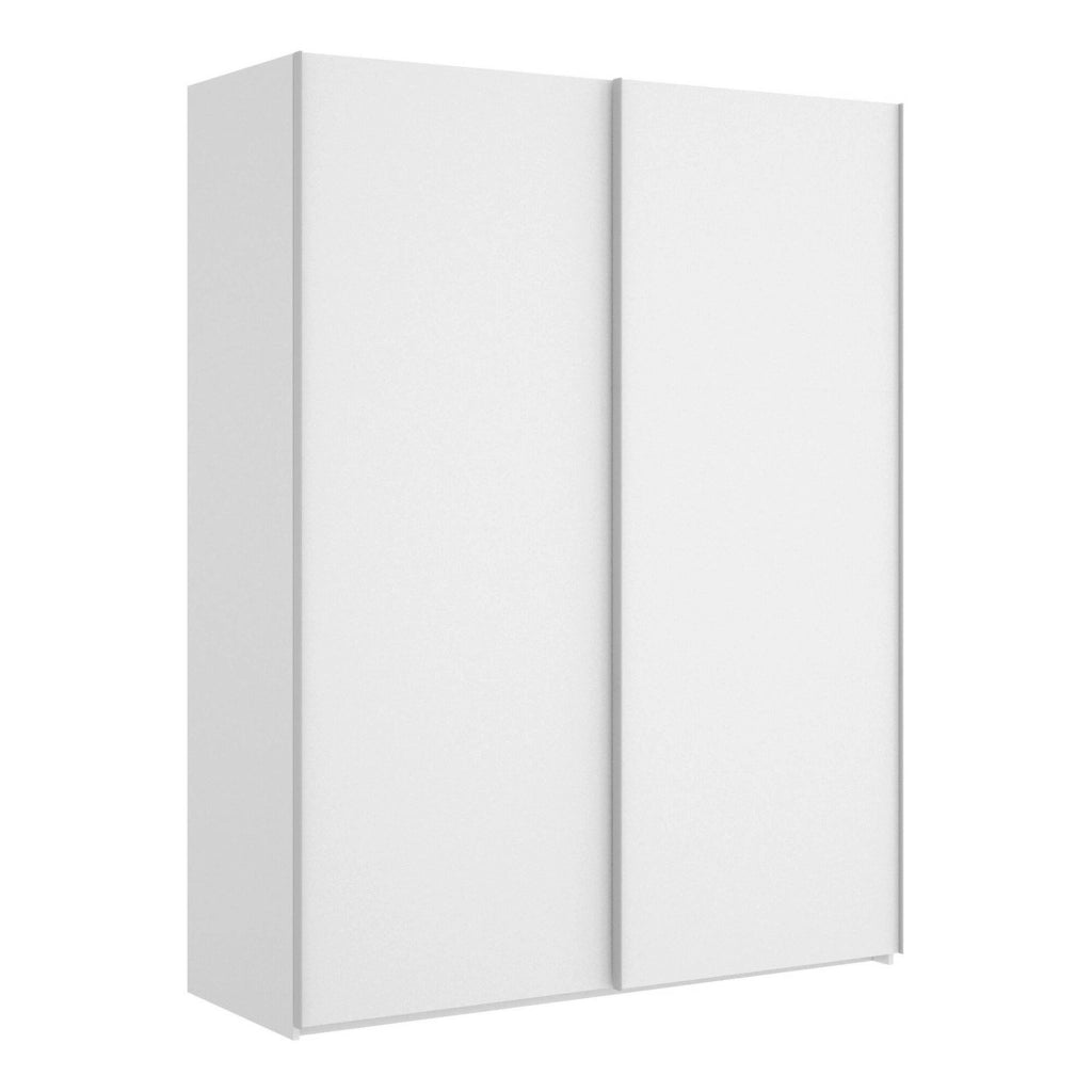 Guardaroba Anda, Mobile appendiabiti per camera da letto, Armadio a 2 ante scorrevoli, 150x65h204 cm, Bianco