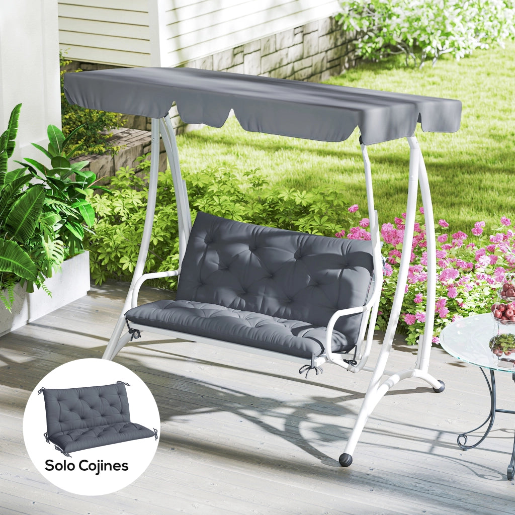 Cuscino per Panchina 2 Posti con Schienale ¨C Zephmum ¨C Grigio 100x98x8 cm