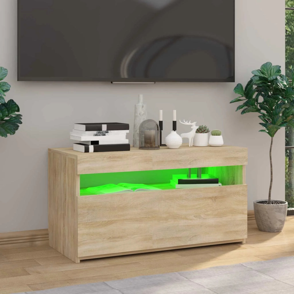 Mobile Porta TV con Luci LED Rovere Sonoma 60x35x40 cm 804397