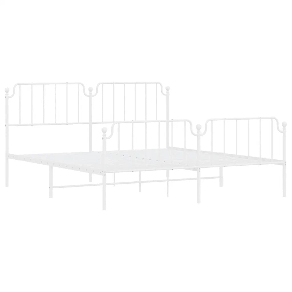 Giroletto con Testiera e Pediera Metallo Bianco 183x213 cm 373959