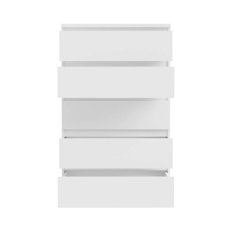 Cassettiera Morgan 5 cassetti 77.2 x 42.2 x H 128.1 cm colore bianco opaco