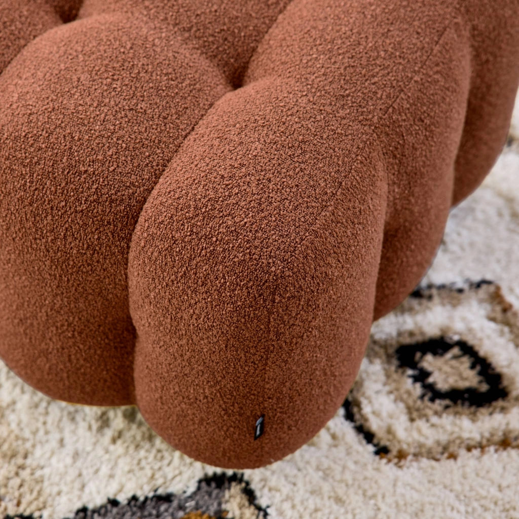 Poggiapiedi bouclé strutturata per divano a 2 posti, terracotta
