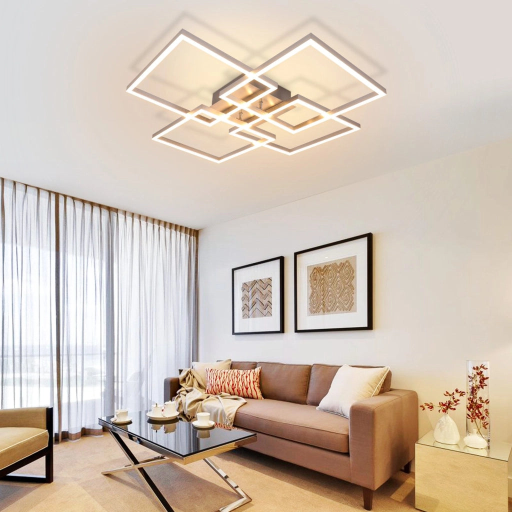 ZMH Lampada da soffitto LED argento rettangolare 72cm 48W dimmerabile per soggiorno
