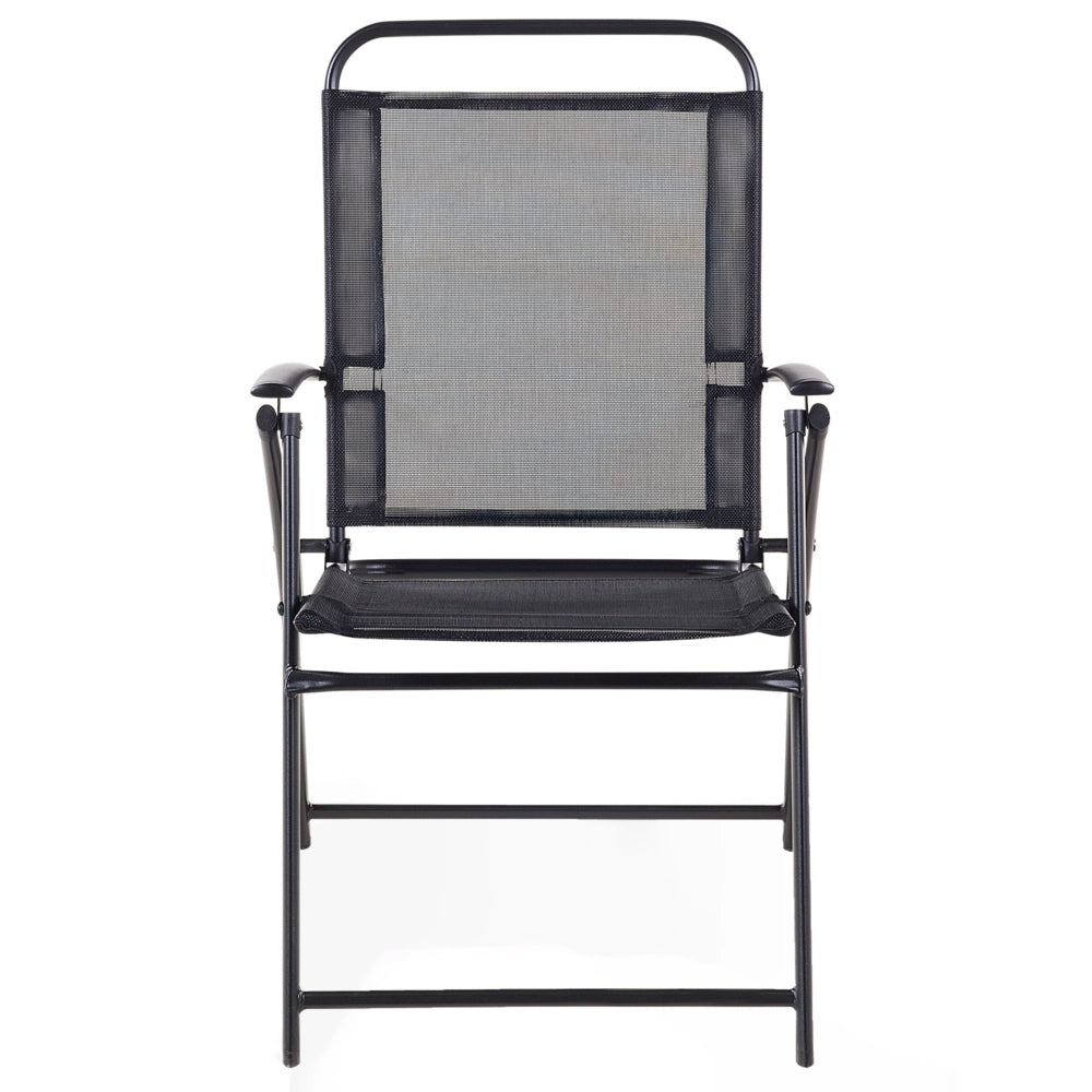 Set da pranzo all'aperto da 7 pezzi Tavolo Nero a 6 posti Sedie pieghevoli Giardino moderno