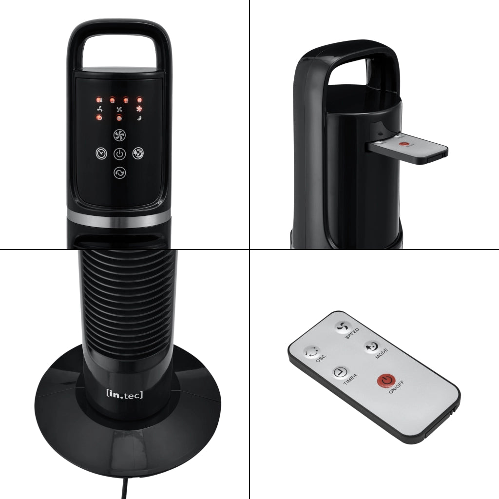 Ventilatore a Torre 82 cm con Telecomando e Timer Modalitá Oscillante Motore da 40W - Nero