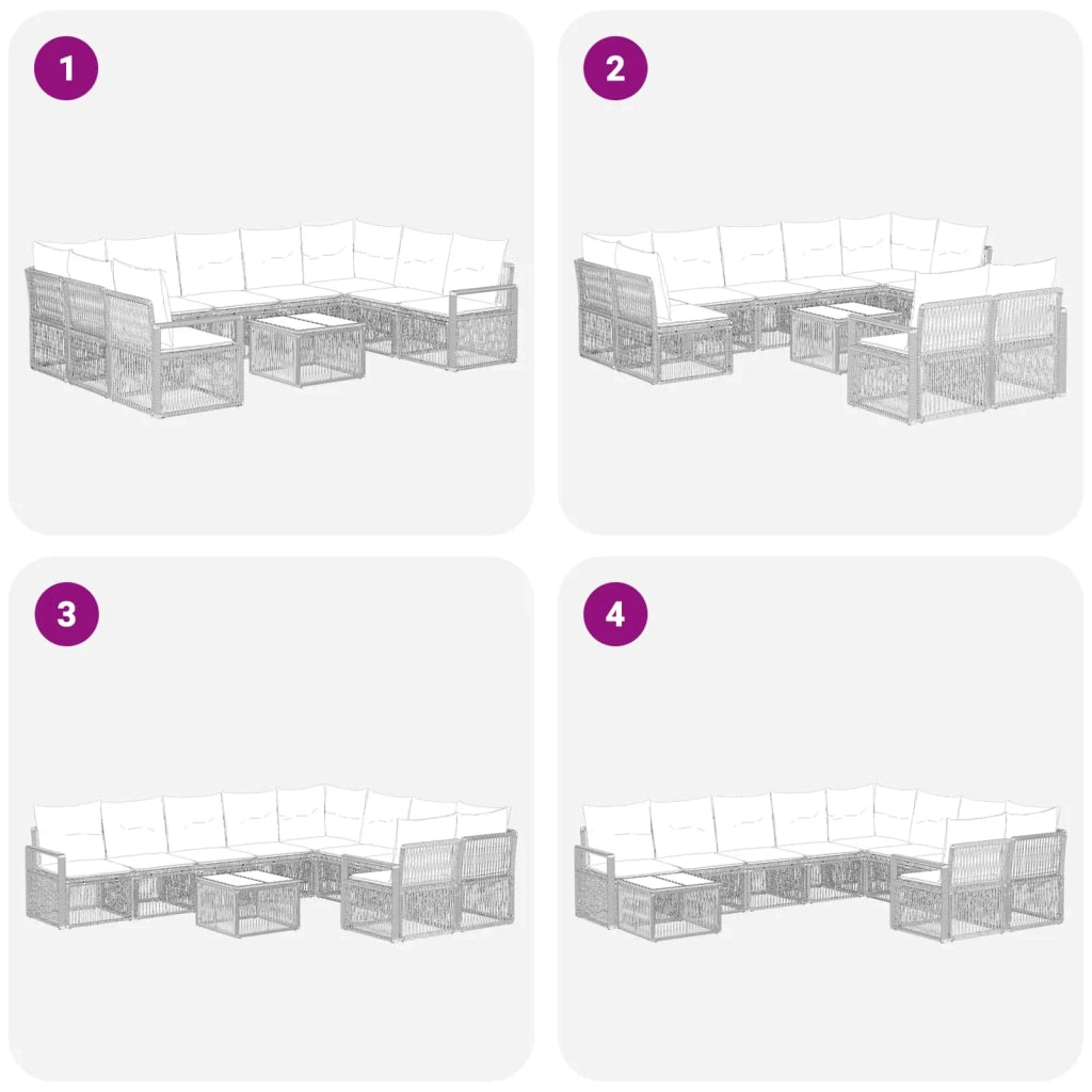 Set Divano da Giardino 10 pz Grigio polyrattan 3435818