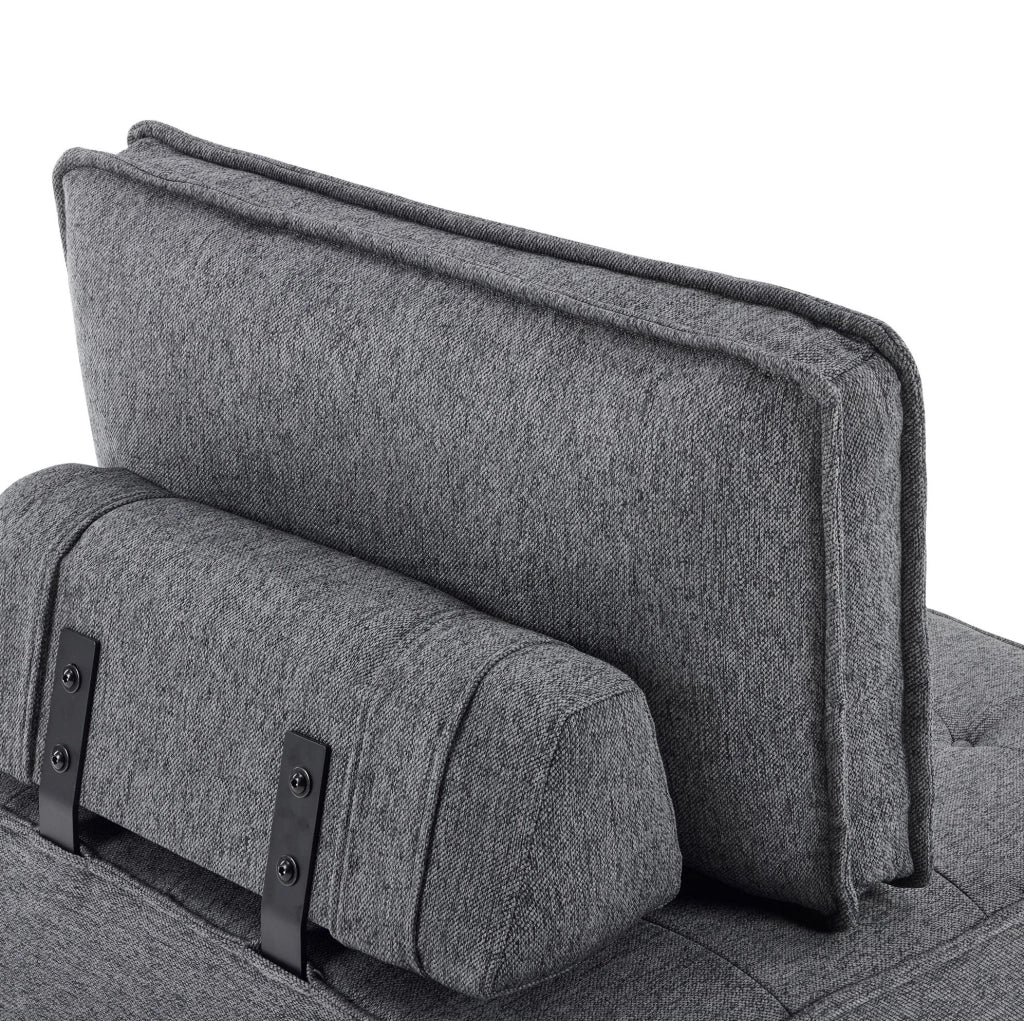 Divano modulare in compensato con rivestimento 100% lino grigio scuro