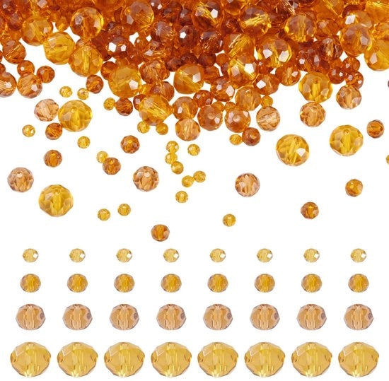 Set di 385 perle in vetro lucidato arancione per gioielleria