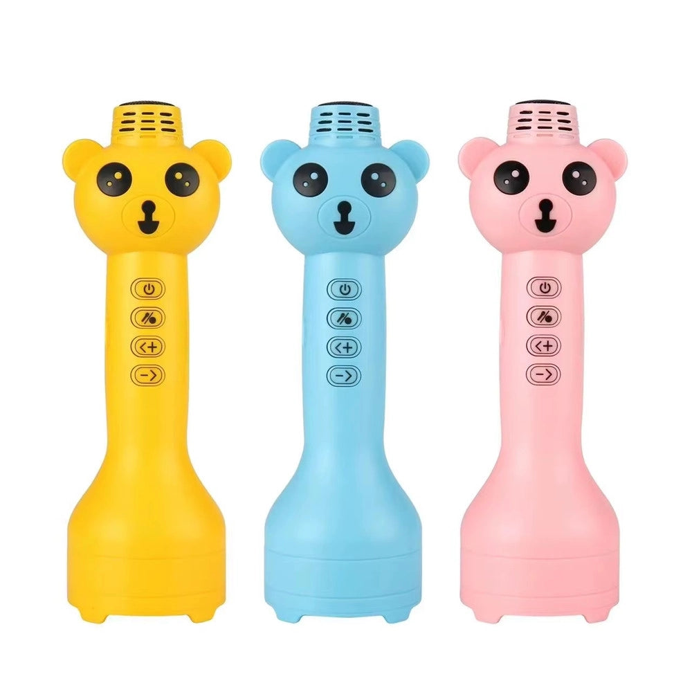 Trade Shop - Microfono Altoparlante Bluetooth A Forma Di Orsetto Per Bambini Karaoke Wireless -