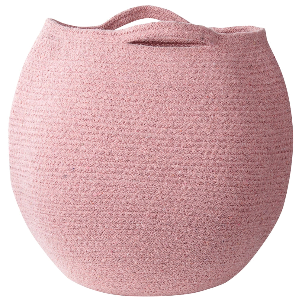 Set di 2 cesti portaoggetti in cotone rosa 20 x 30 cm Portabiancheria Contenitori intrecciati a mano