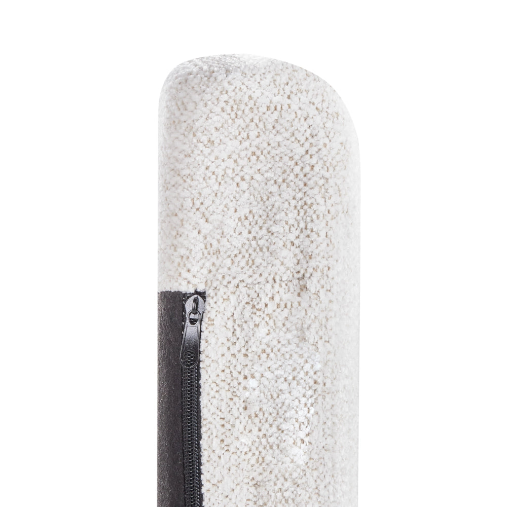 Sedia a dondolo in tessuto bianco sporco gambe in legno e metallo pattini design moderno soggiorno
