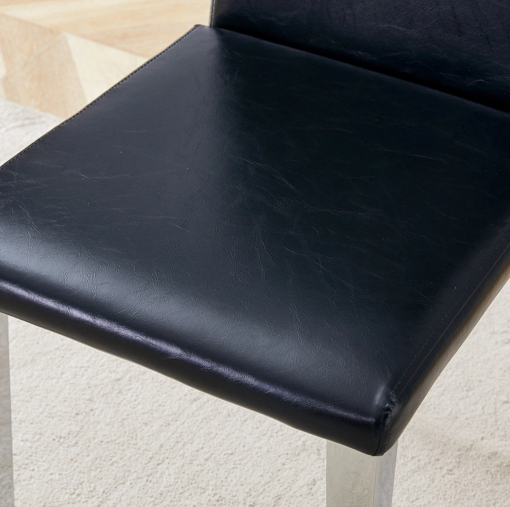 Set di 2 sedie da pranzo in PU nero con gambe argento