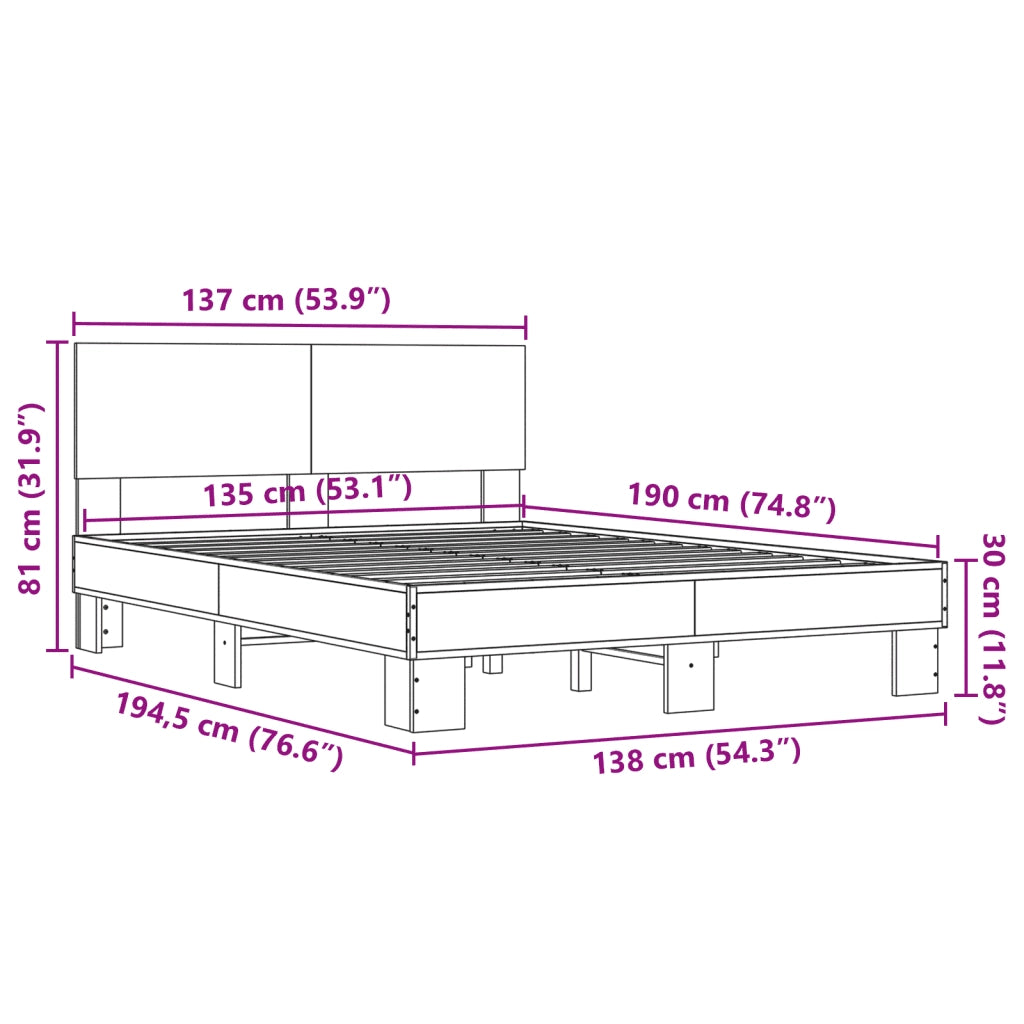 Giroletto Grigio Sonoma 135x190 cm in Legno Multistrato Metallo 3280210