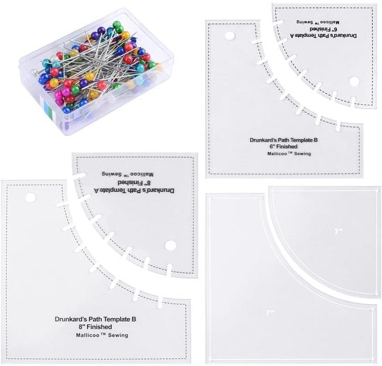 Set di disegno per cucito - 6 pezzi di righello in acrilico - aghetti fissi - kit di disegno per patchwork - stampe precise - per cucire e per patchwork